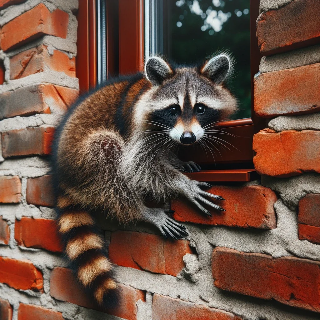 raccoon in a wall