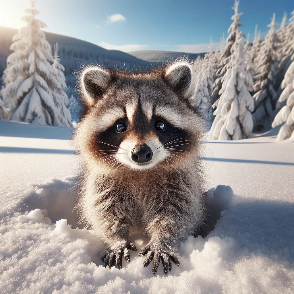raccoon in winter