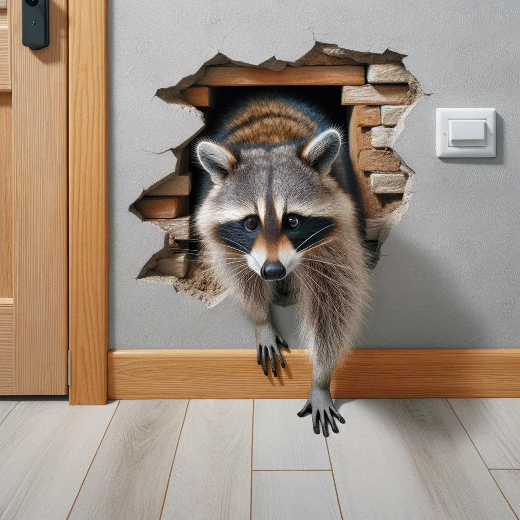 raccoon through a wall