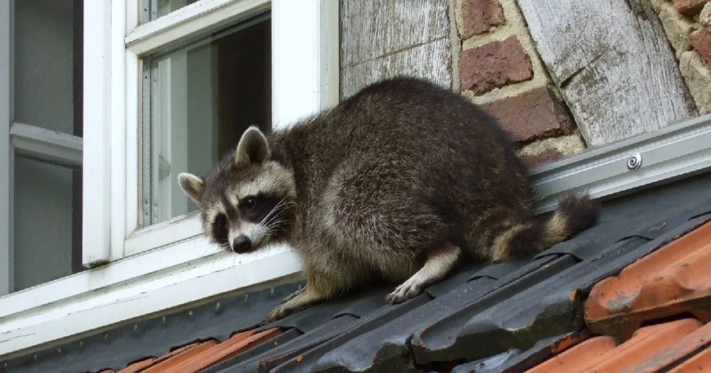 raccoon going into the attic