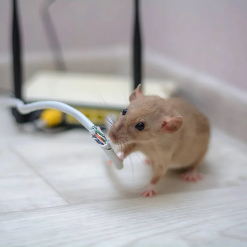 Rodent chewing a wire