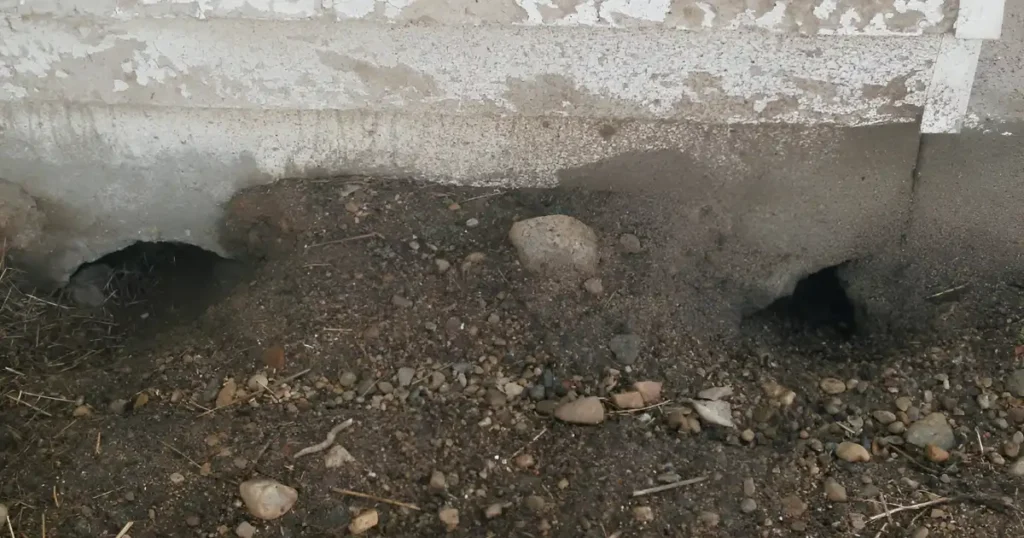 skunk burrows, what does a skunk burrow look like