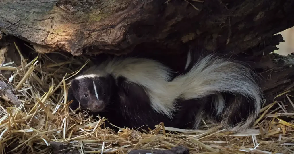 skunk burrow in yard, skunk burrow under house