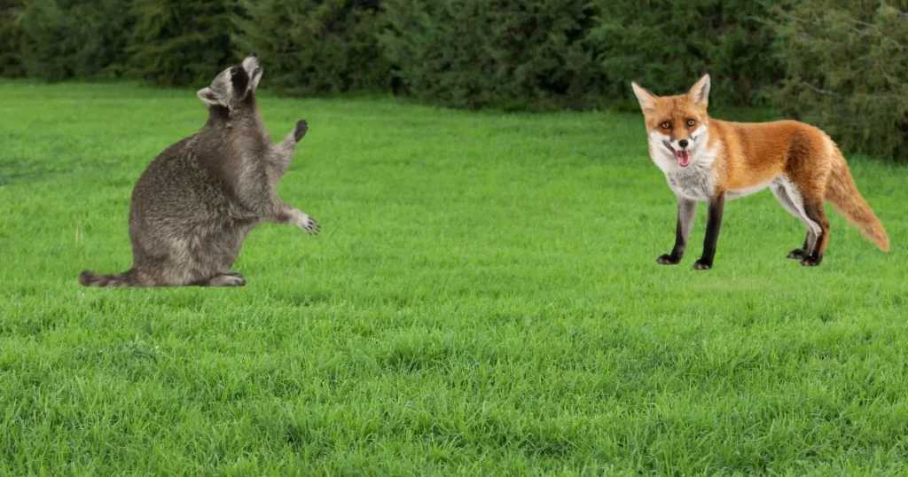 Fox and raccon