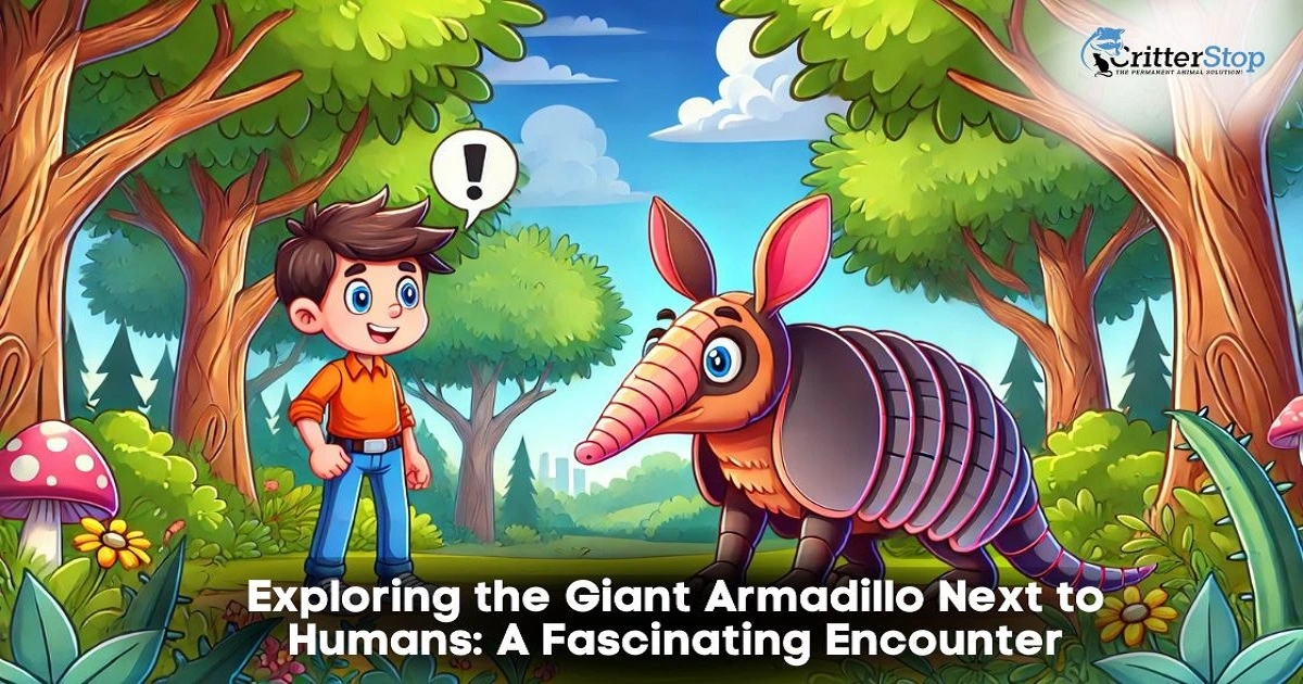 giant armadillo next to human