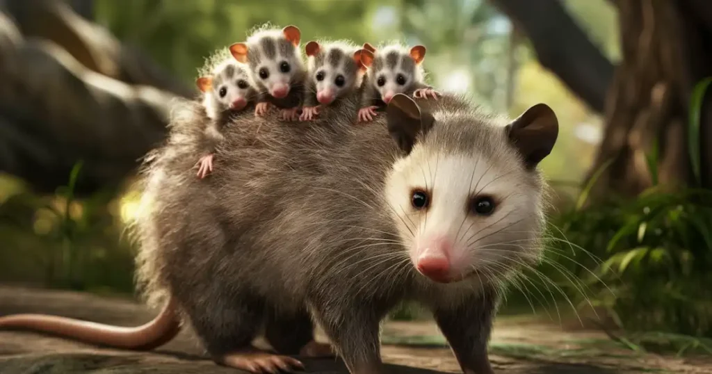 opossum carrying babies