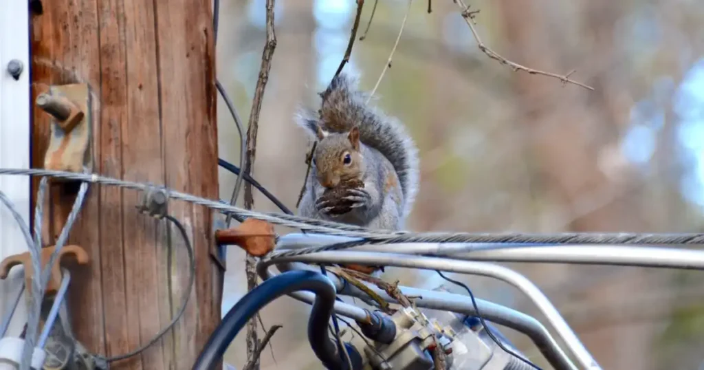 squirrels chewing christmas light wires