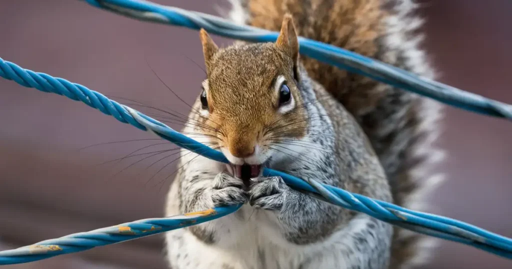 why do squirrels chew wires