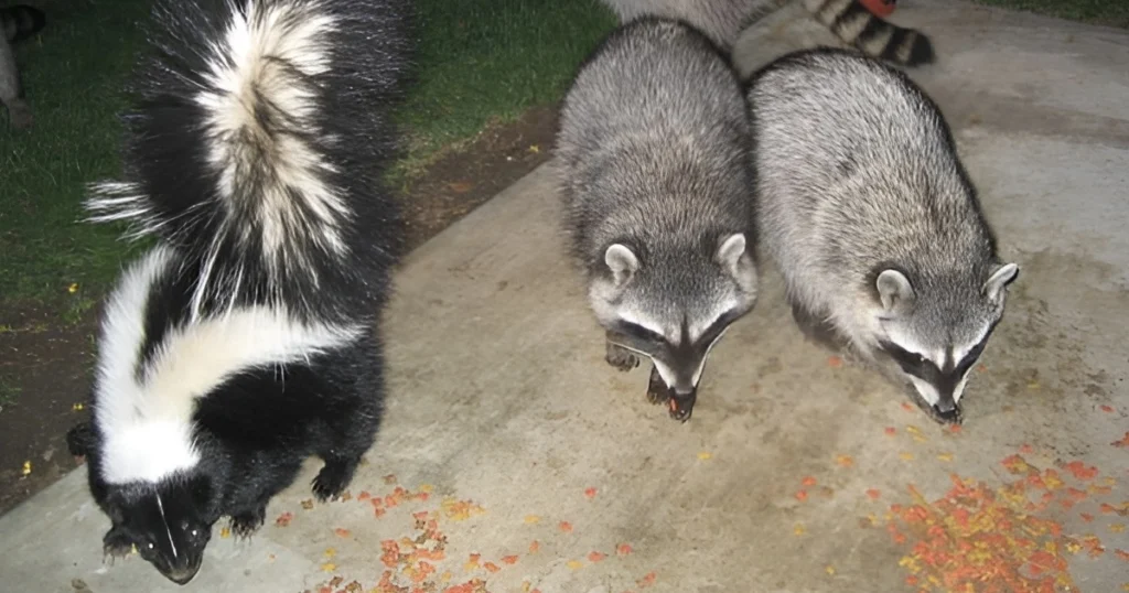 skunks and raccoons
