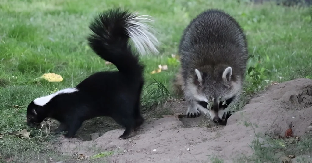 do skunks and raccoons get along
