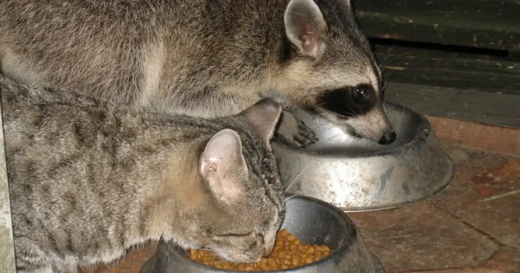 do raccoons eat cat food