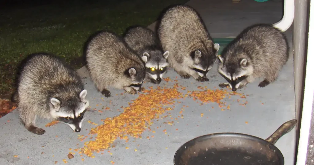 do raccoons like cat food