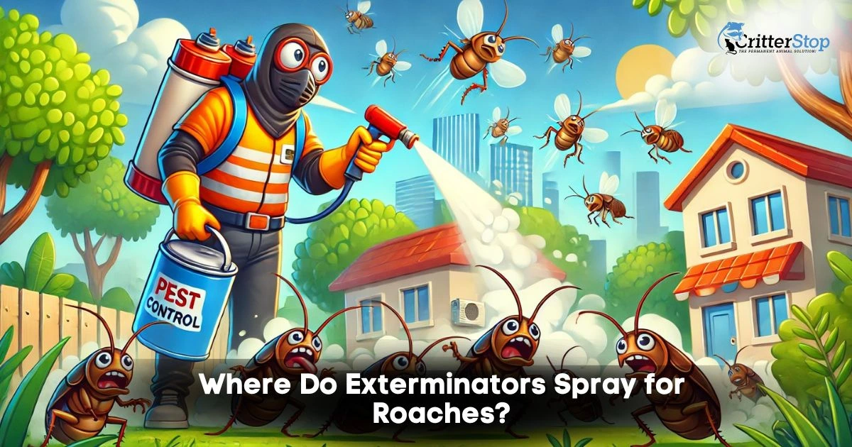 where do exterminators spray for roaches