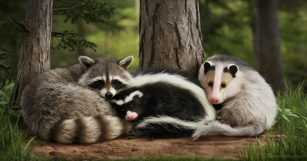 raccoon opossum skunk