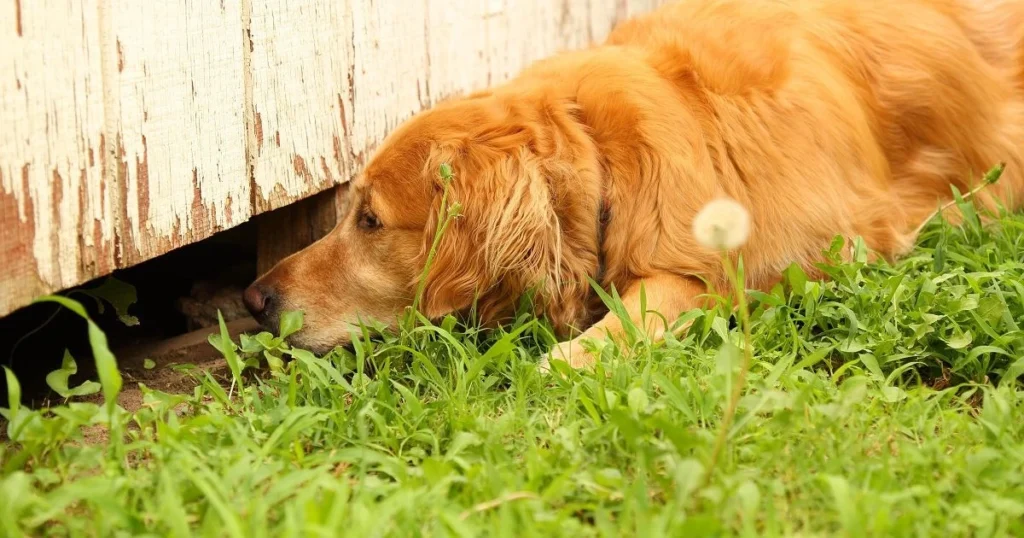 dog eats mice